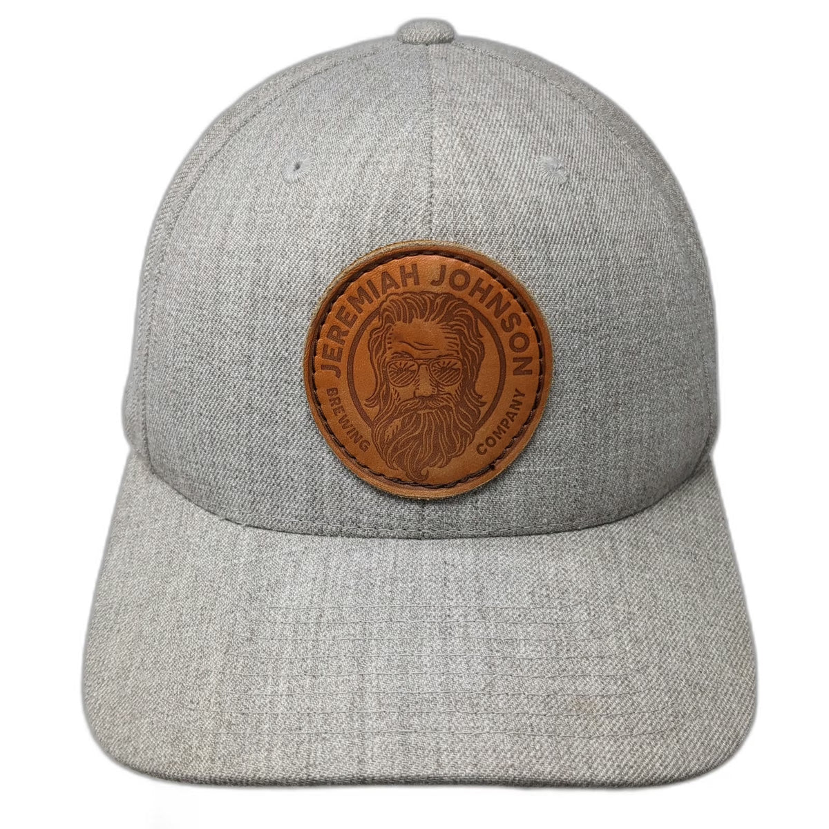 Yupoong Snapback Hat Gray One Size Jeremiah Johnson Brewing Leather Patch Green