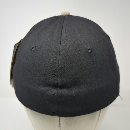 Nu-Fit Baseball Cap Black Beige M Stretch Fit Two Tone Blank Breathable Hat