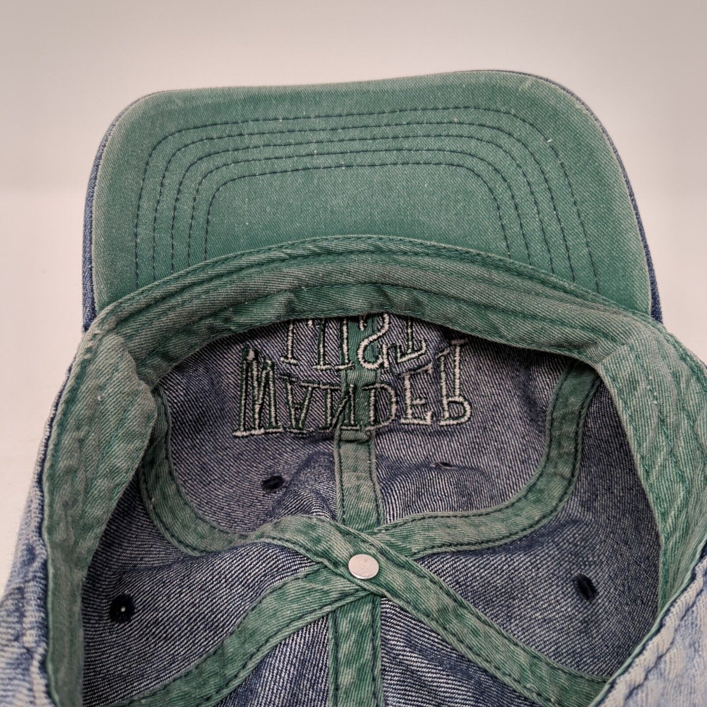 Wander Lust Slideback Baseball Cap Blue One Size Adjustable Embroidered Denim