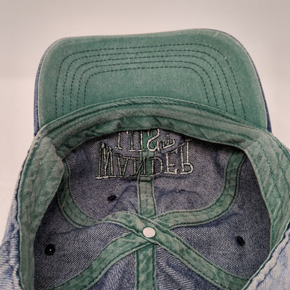 Wander Lust Slideback Baseball Cap Blue One Size Adjustable Embroidered Denim