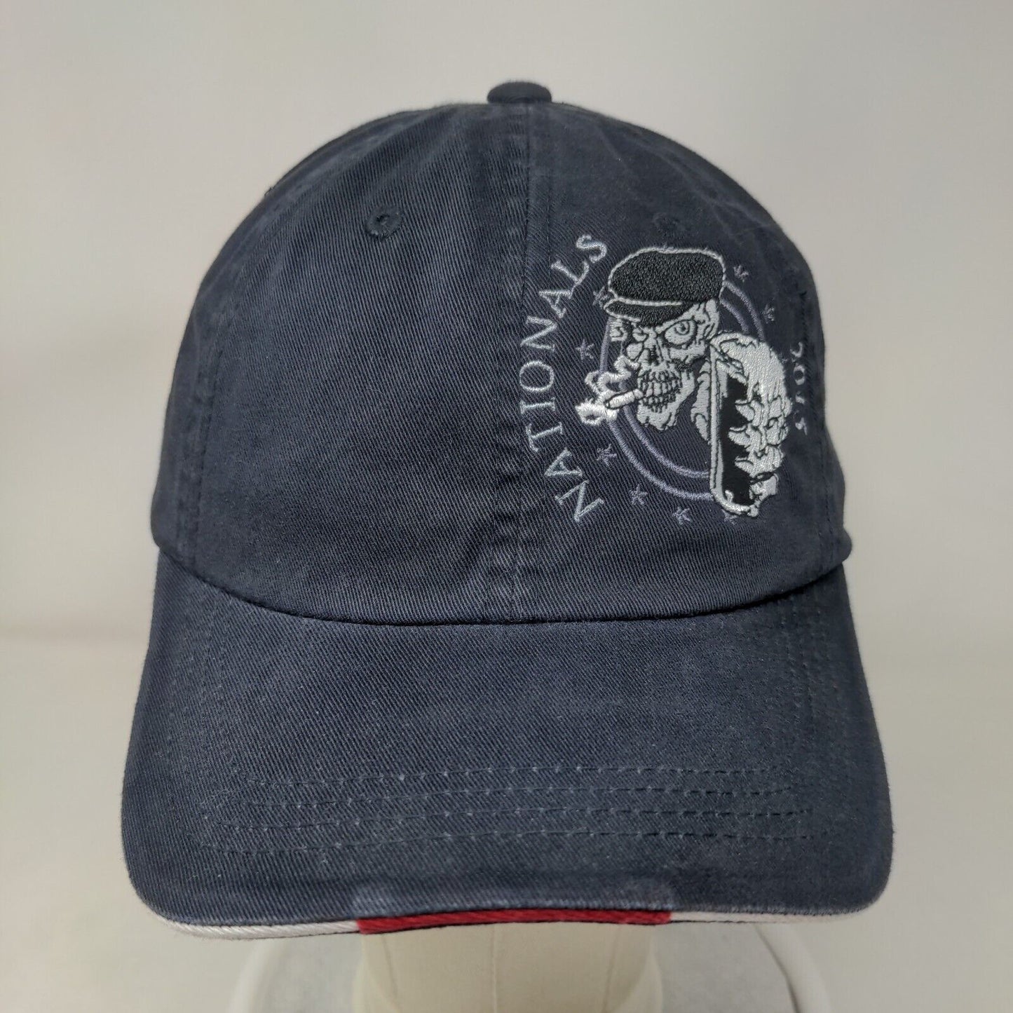 Nationals Skull Strapback Hat Blue One Size Embroidered Port Authority