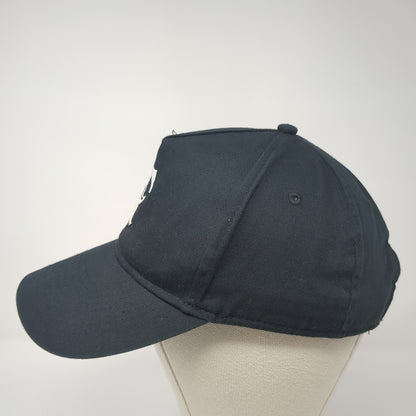 UltraClub Strapback Hat Black One Size Adjustable Embroidered Logo