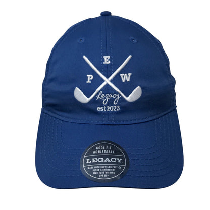 PEW Legacy Golf Club Strapback Hat Blue One Size Cool Fit Adjustable
