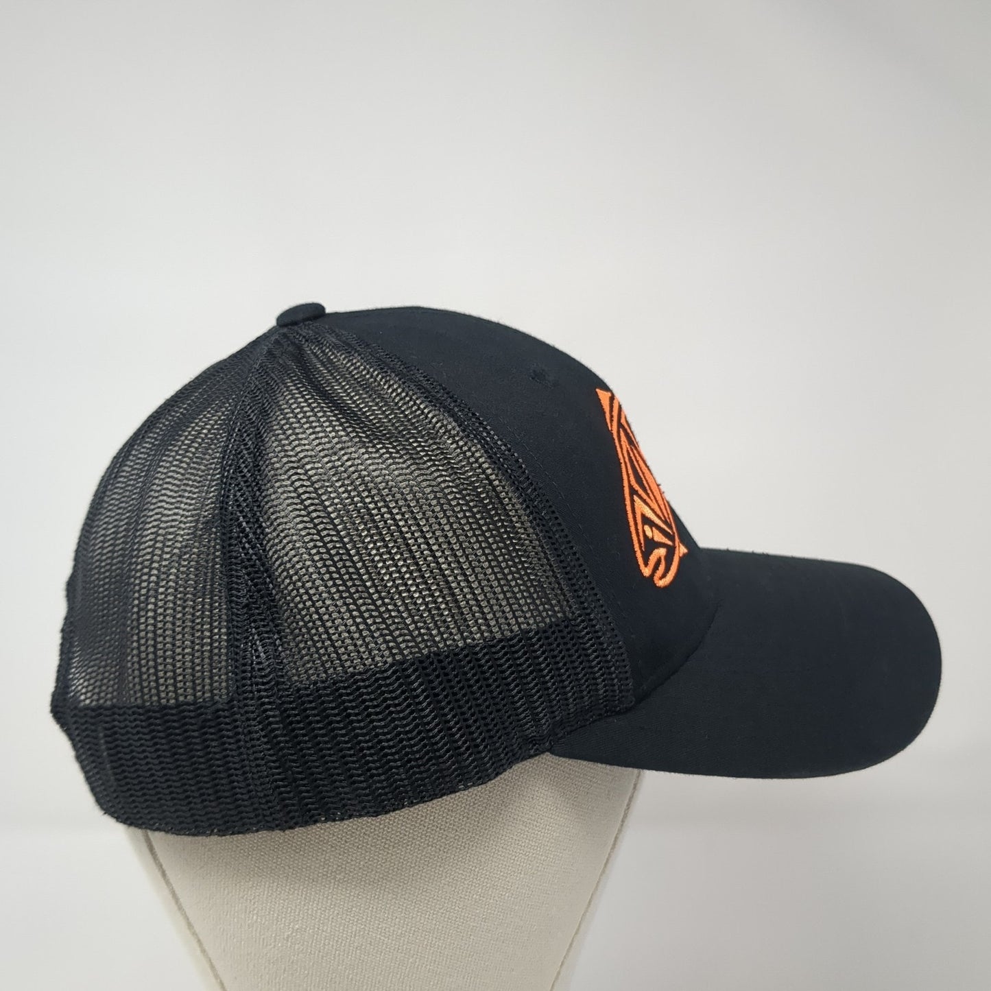 Trout Trucker Hat Black Large Adjustable Embroidered Mesh Back Richardson