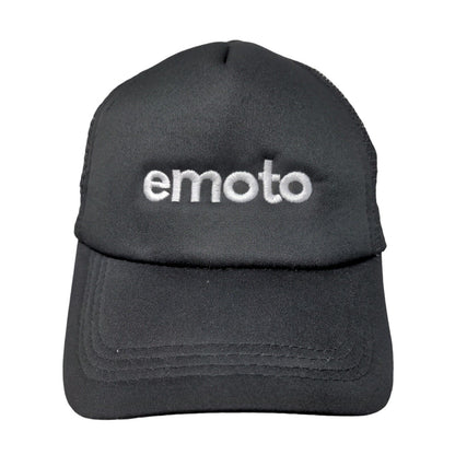 Emoto Snapback Mesh Back Trucker Hat Black One Size Solid Embroidered