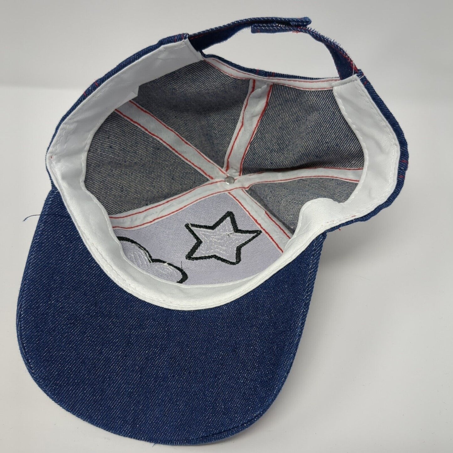 Star Heart Lightning Sequin Strapback Hat Blue One Size Denim Adjustable