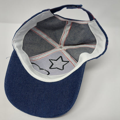 Star Heart Lightning Sequin Strapback Hat Blue One Size Denim Adjustable