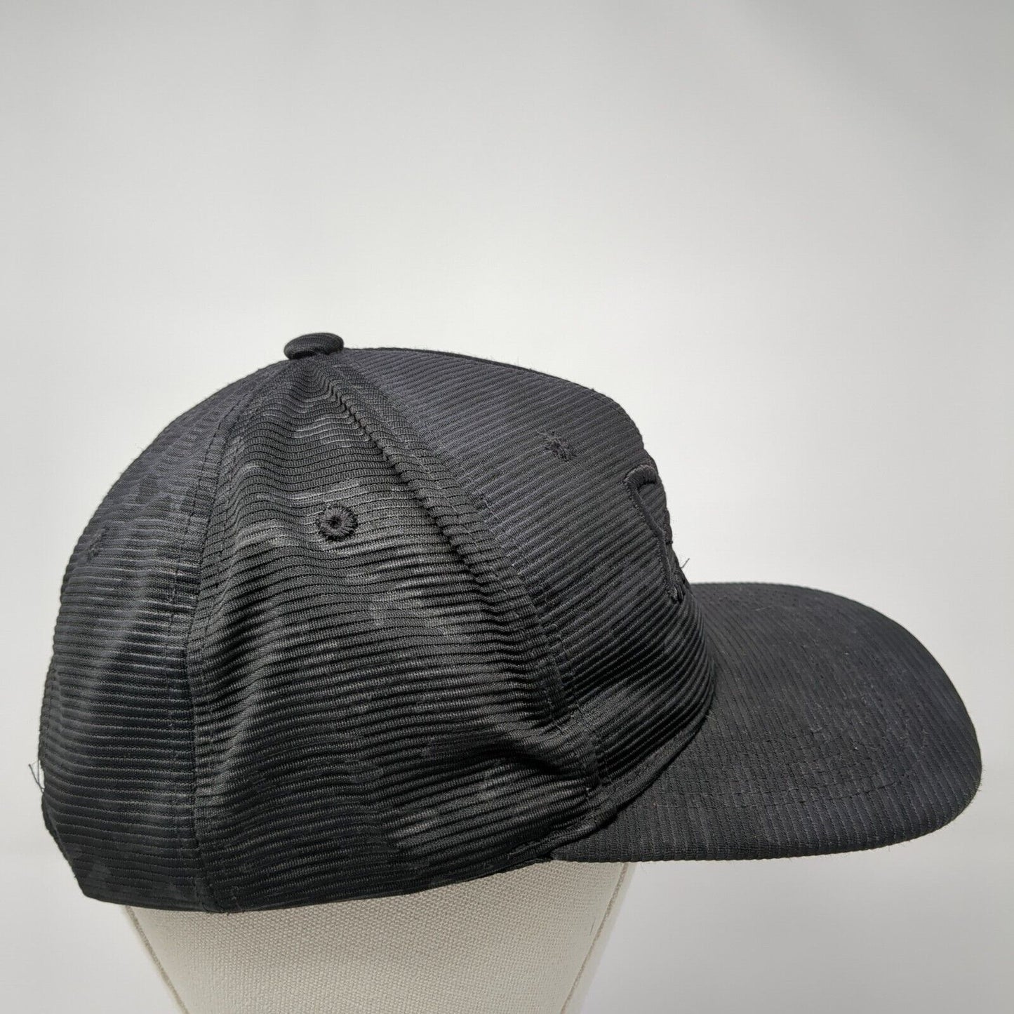Fox Snapback Hat Black One Size Adjustable Embroidered 6 Panel Polyester