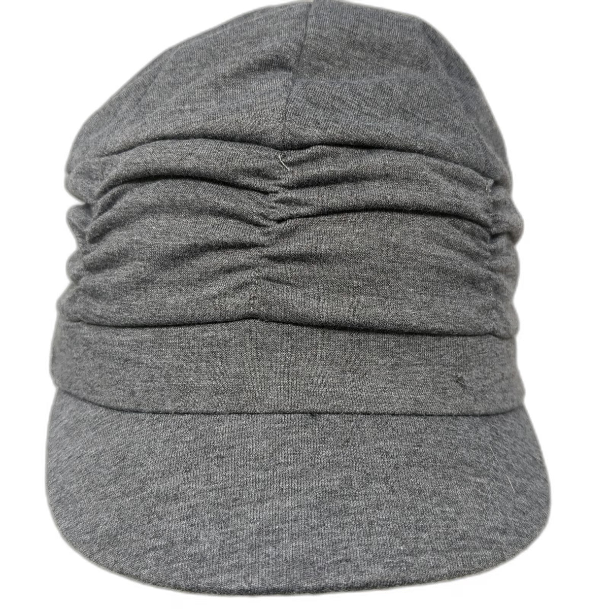 Army Cap Gray One Size Ruched Gathered Jersey Knit Fitted Soft Lightweight Hat
