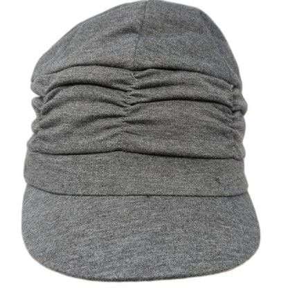 Army Cap Gray One Size Ruched Gathered Jersey Knit Fitted Soft Lightweight Hat