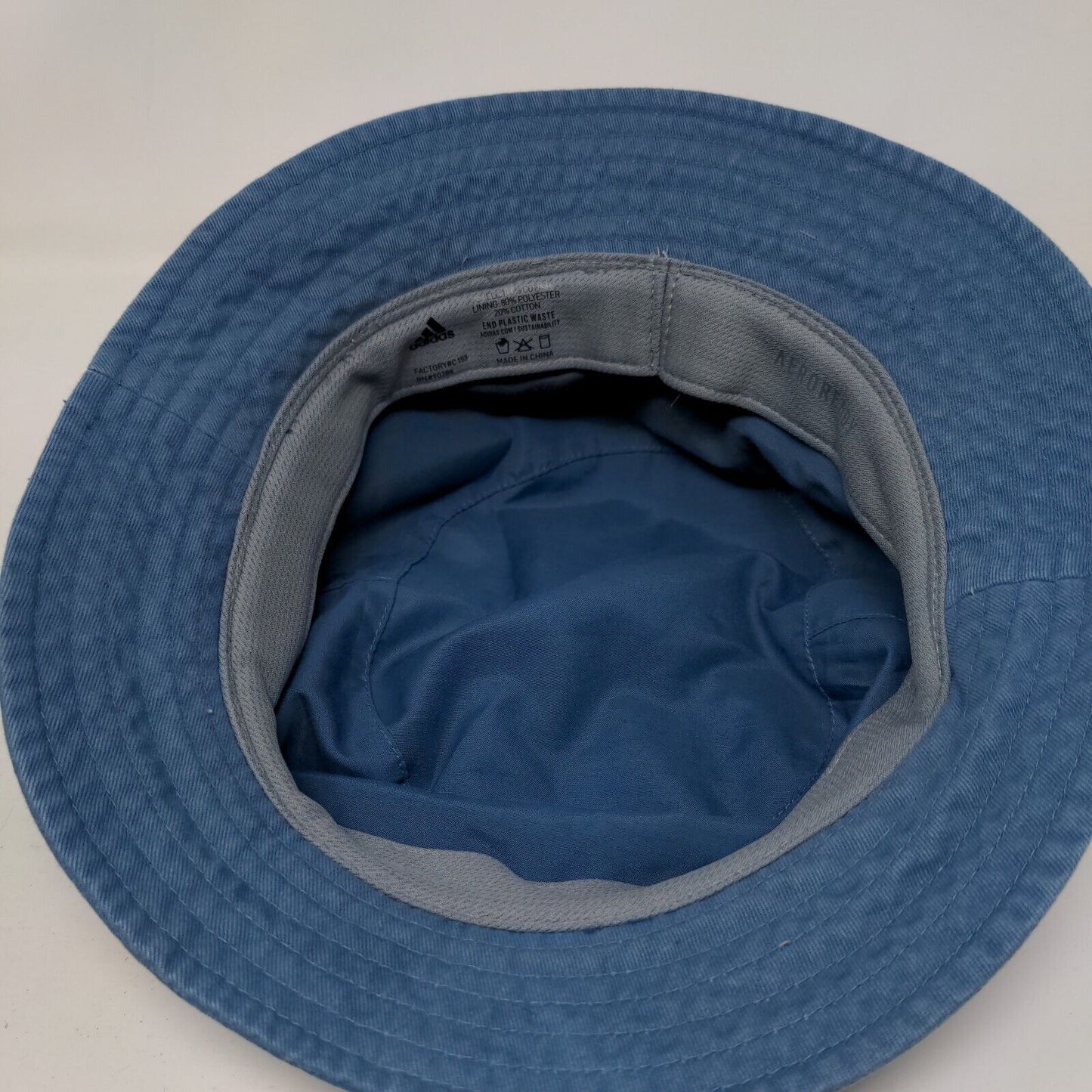 Adidas Aeroready Bucket Hat Blue One Size Embroidered Solid Lined
