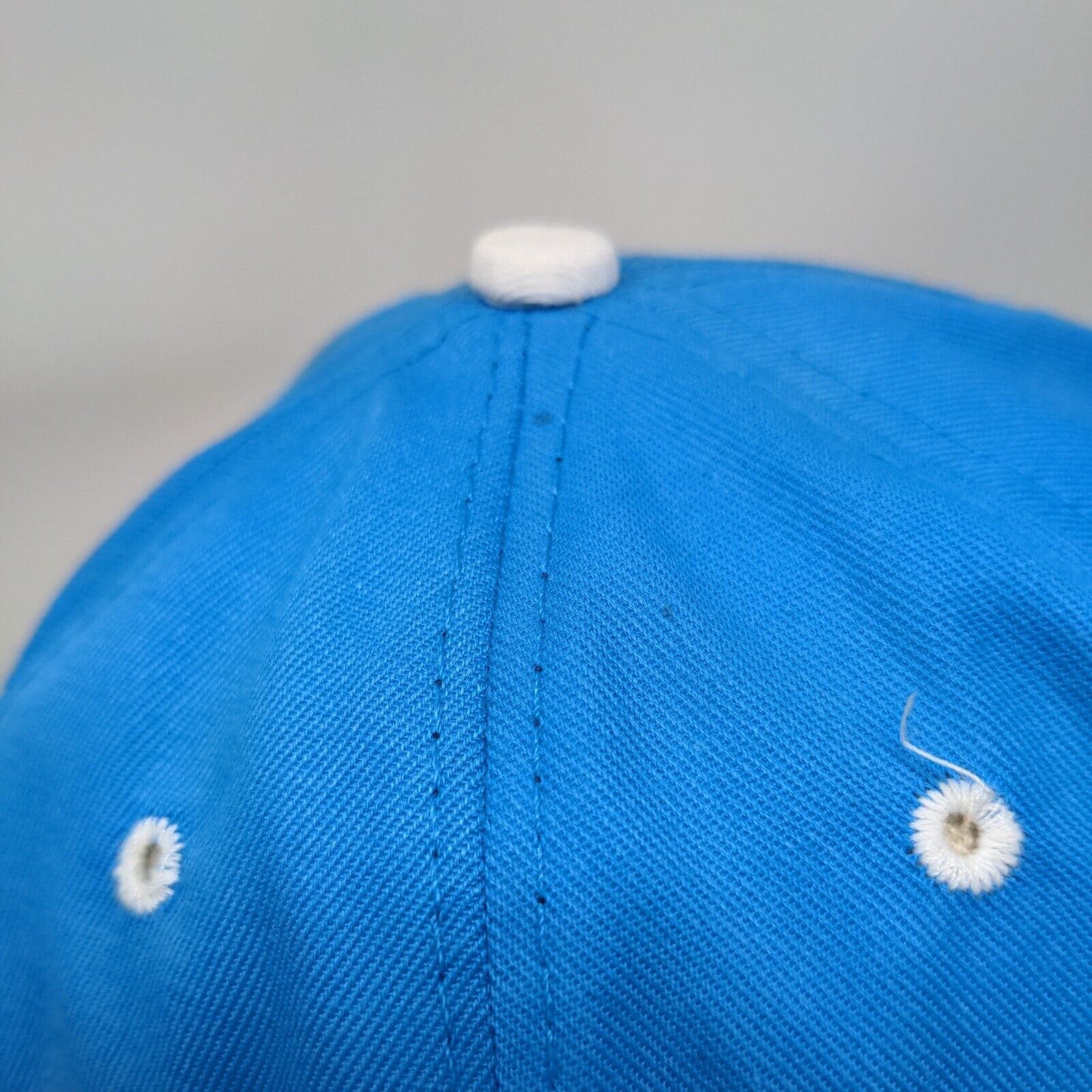 Unbranded Strapback Hat Blue OSFA Adjustable Vented Holes 6 Panel Blank