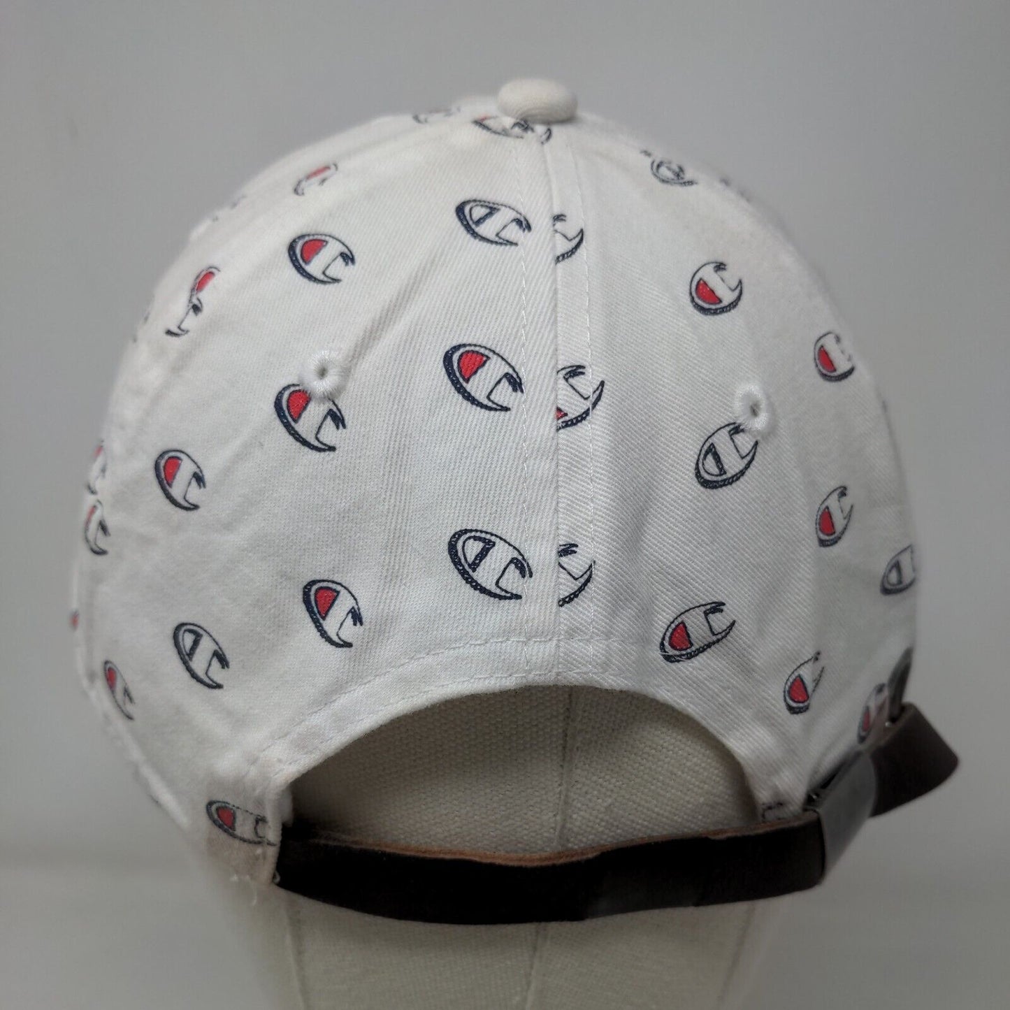 Champion Slideback Hat White OSFM Adjustable Graphic Logo Vented Holes