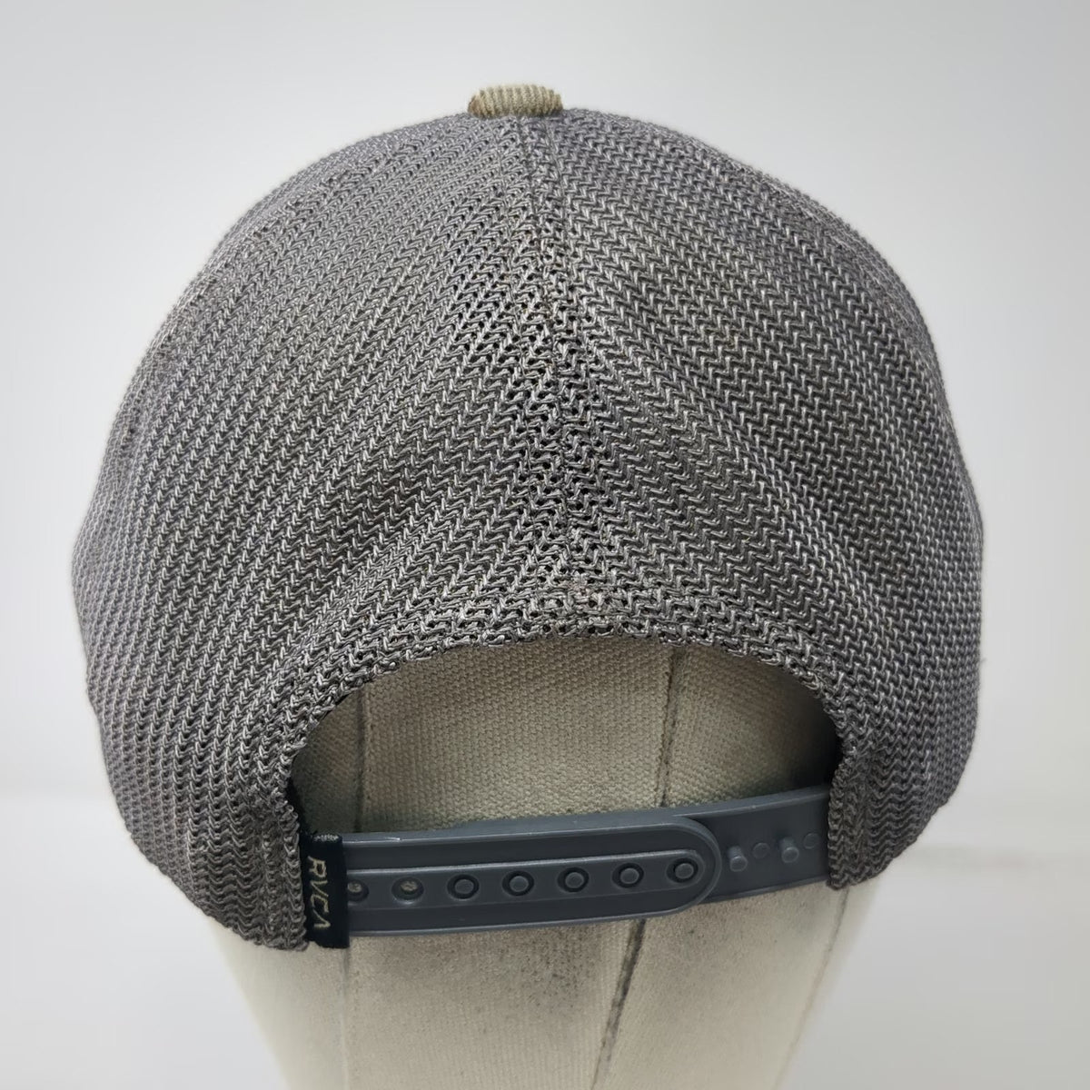 RVCA Trucker Hat Gray One Size Corduroy Leather Patch Flexfit Snapback