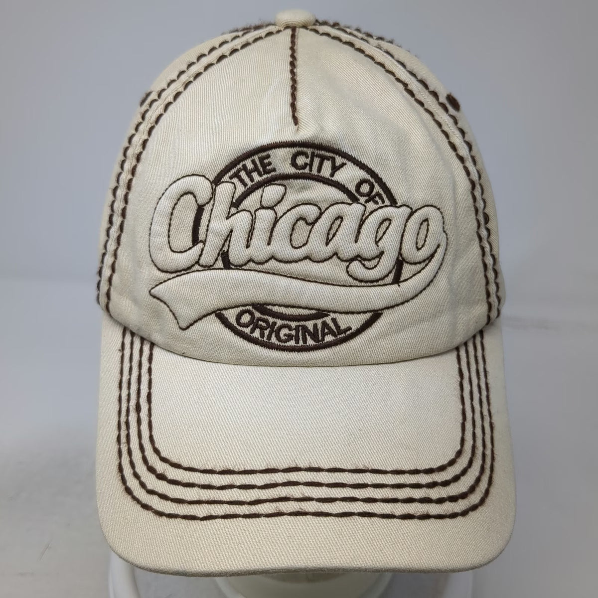 Robin Ruth 5 Panel Hat Beige Brown One Size Chicago City Original Thick Stitch