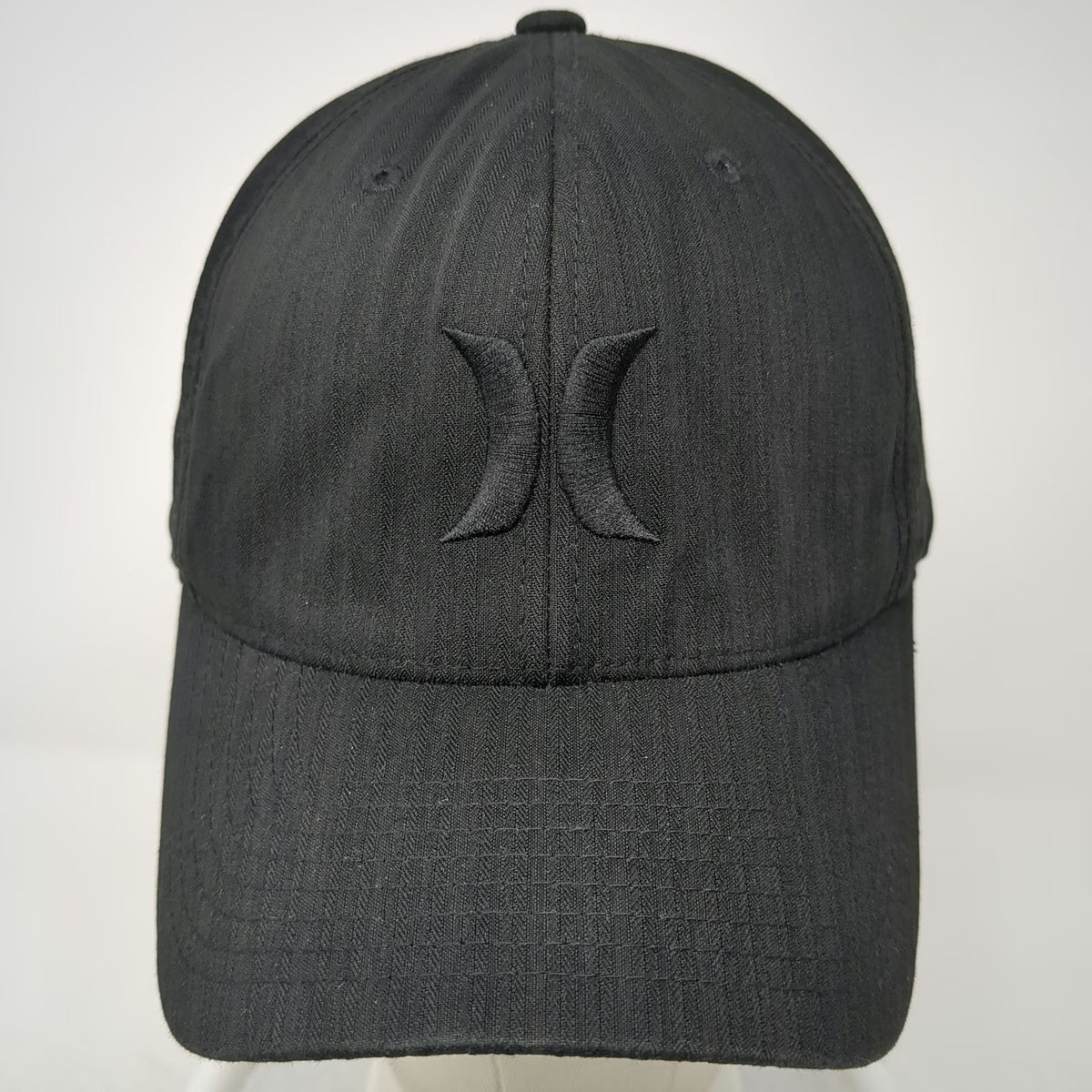 Hurley Baseball Cap Black One Size Flexfit Tonal Logo Curved Brim Textured Hat
