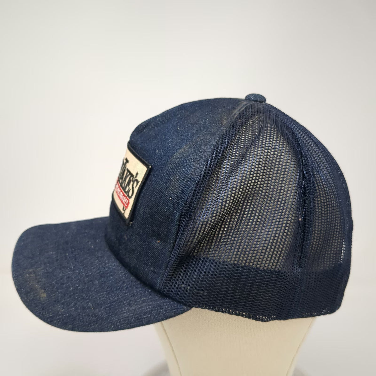 AJ Trucker Hat Blue OSFM Denim Snapback Flakey Jakes Burgers Bakery Beverages