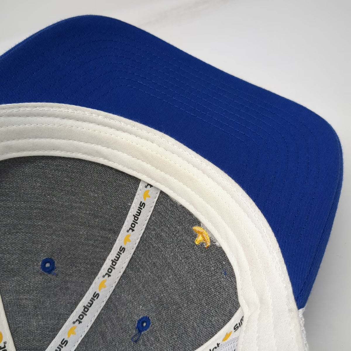 Simplot Trucker Hat Blue White One Size Mesh Back Contrast Stitch Snapback Logo