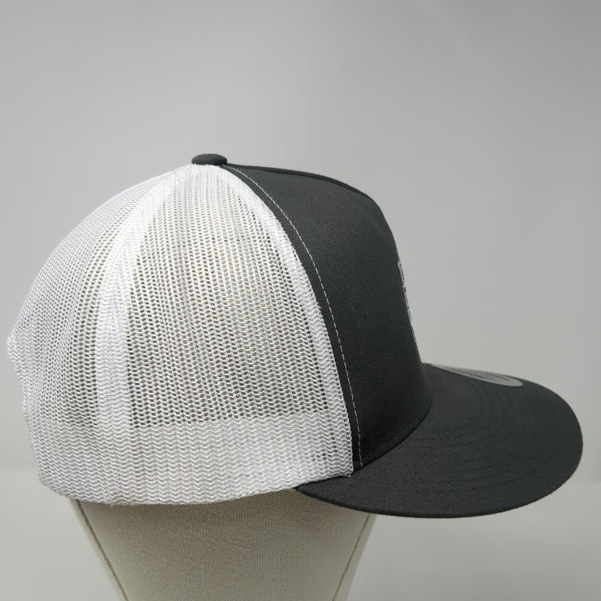Yupoong Trucker Hat Gray OSFM Owyhee Environmental Mesh Back Flat Brim Snapback