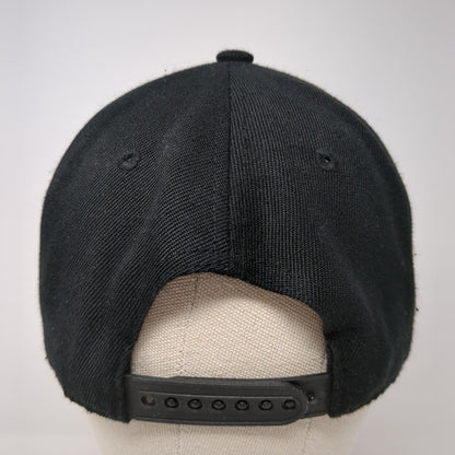 Bear Skeleton Snapback Hat Black One Size Adjustable Solid 6 Panel