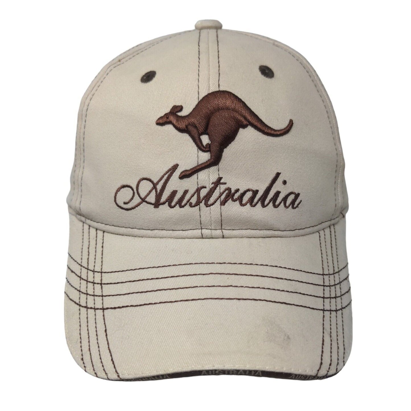 Australia Kangaroo Strapback Hat Tan One Size Embroidered Adjustable