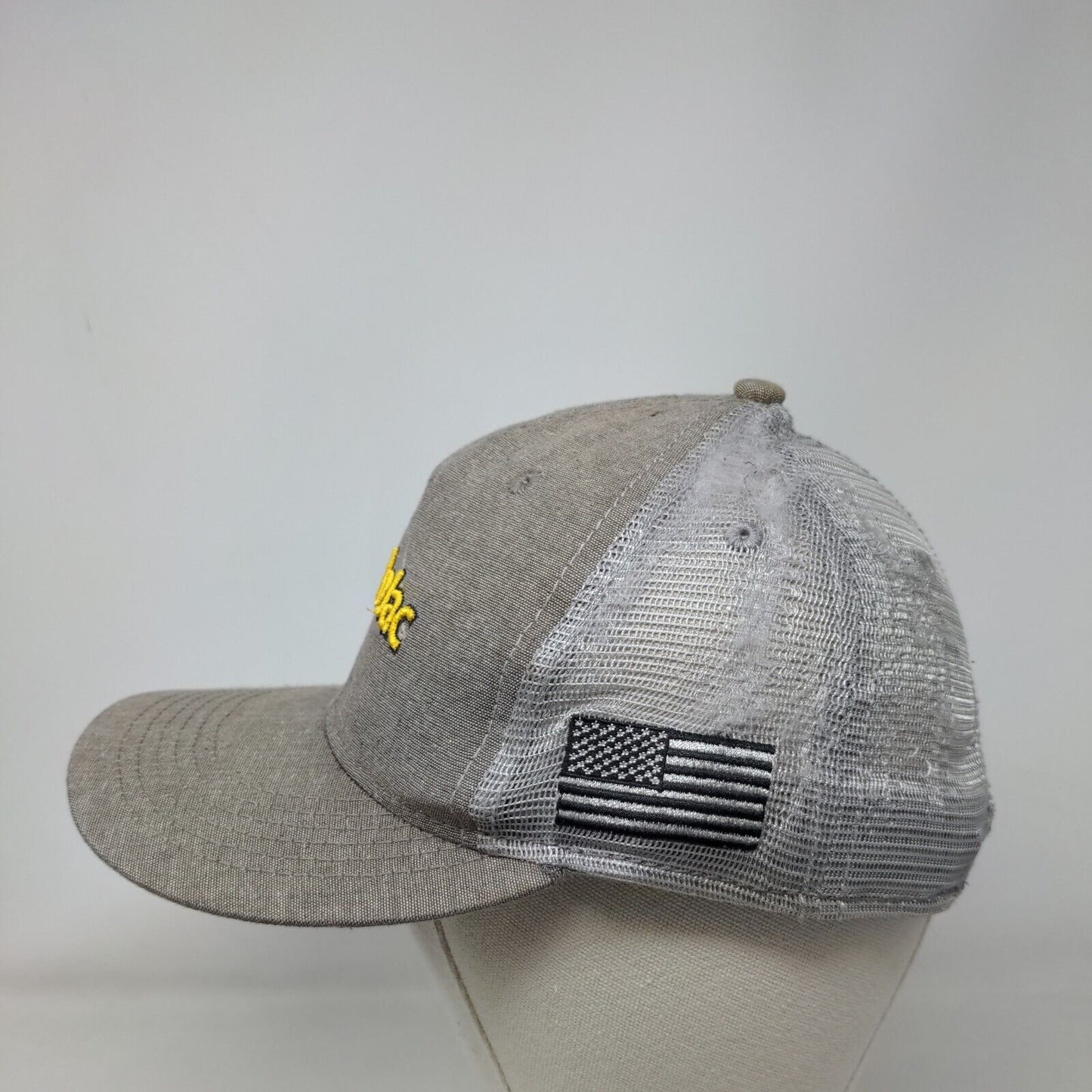LoJac Snapback Mesh Back Trucker Hat Gray One Size Embroidered 6 Panel