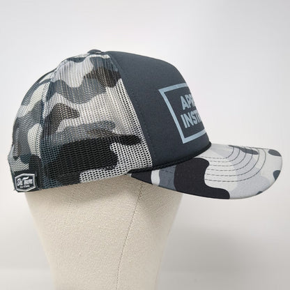 Ski Town All-Stars Trucker Hat One Size Gray Black Camo Après Ski Instructor