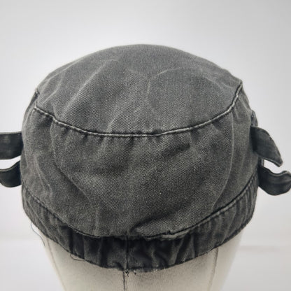 Army Cap Gray One Size Side Buckles Elastic Back Faded Cotton Military Hat