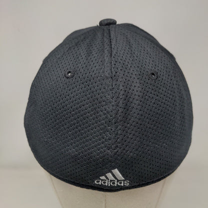 Adidas 3 Stripes Fitted Mesh Back Hat Black One Size Embroidered