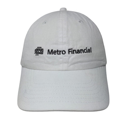 Metro Financial Strapback Hat White One Size Adjustable Embroidered 6 Panel