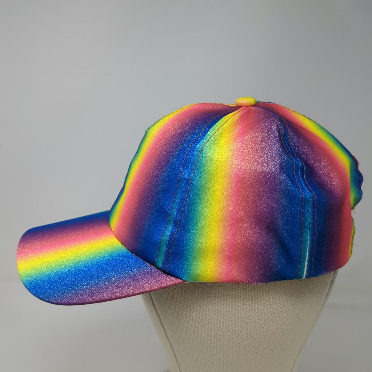 Blue Rainbow Glitter Sparkle Snapback Hat One Size Shiny Colorful 6 Panel