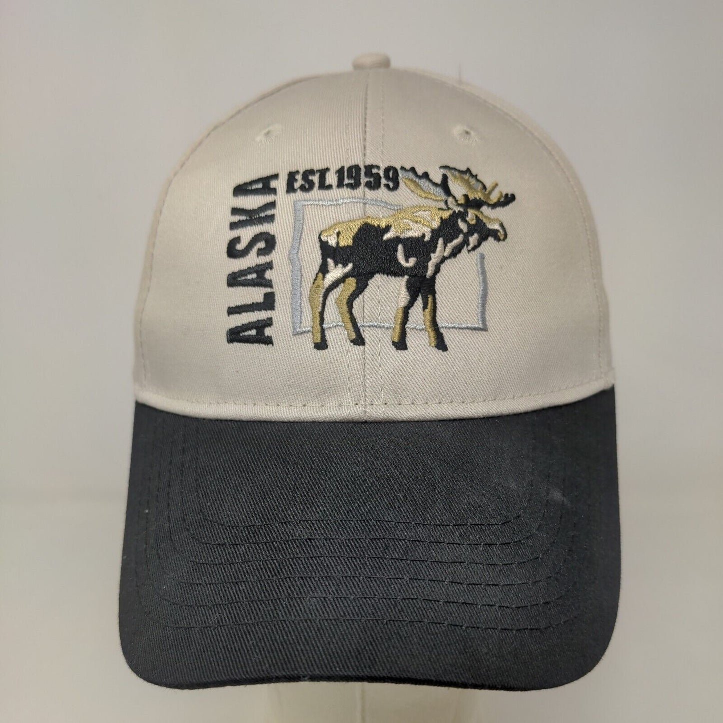 Ace Men's Strapback Hat Tan Size OSFM Embroidered Alaska Moose Logo