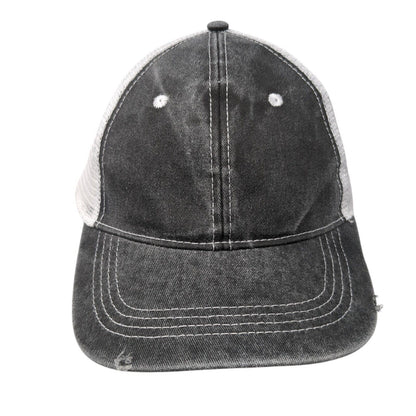 Unbranded Strapback Trucker Hat Gray One Size Adjustable Distressed Mesh Back