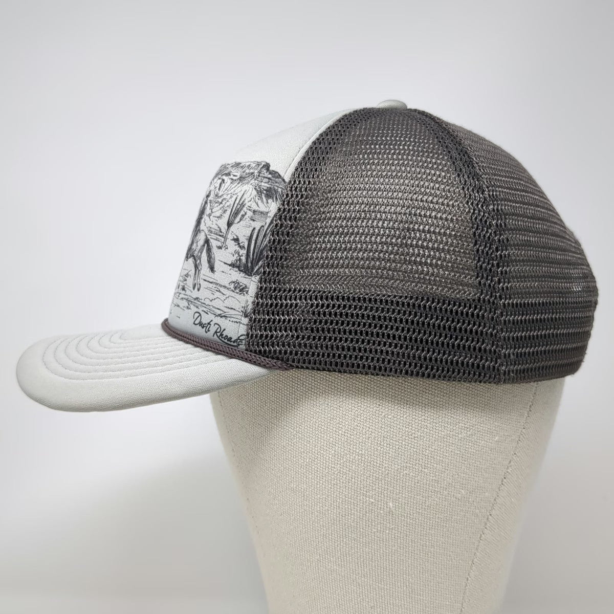 Dusti Rhoads Trucker Hat Gray OSFM Western Cowboy Horseback Mesh Foam Snapback