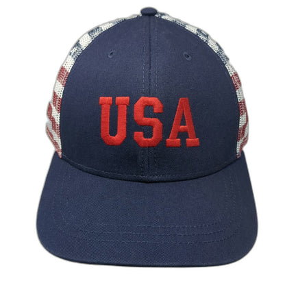 Blue USA Trucker Hat One Size Red White American Flag Mesh Snapback Patriotic