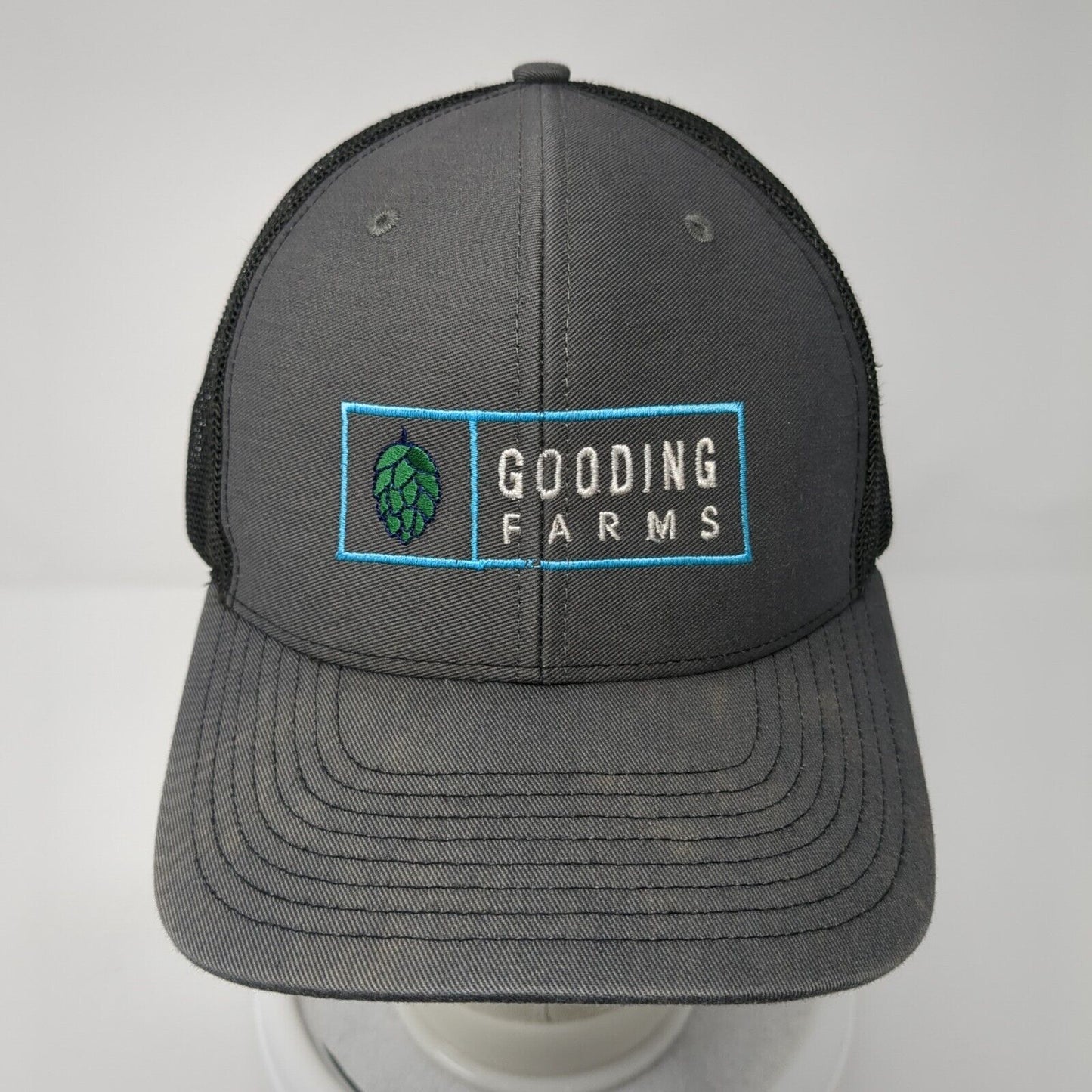 Gooding Farms Est. 1895 Snapback Trucker Hat Gray OS Adjustable Mesh Richardson