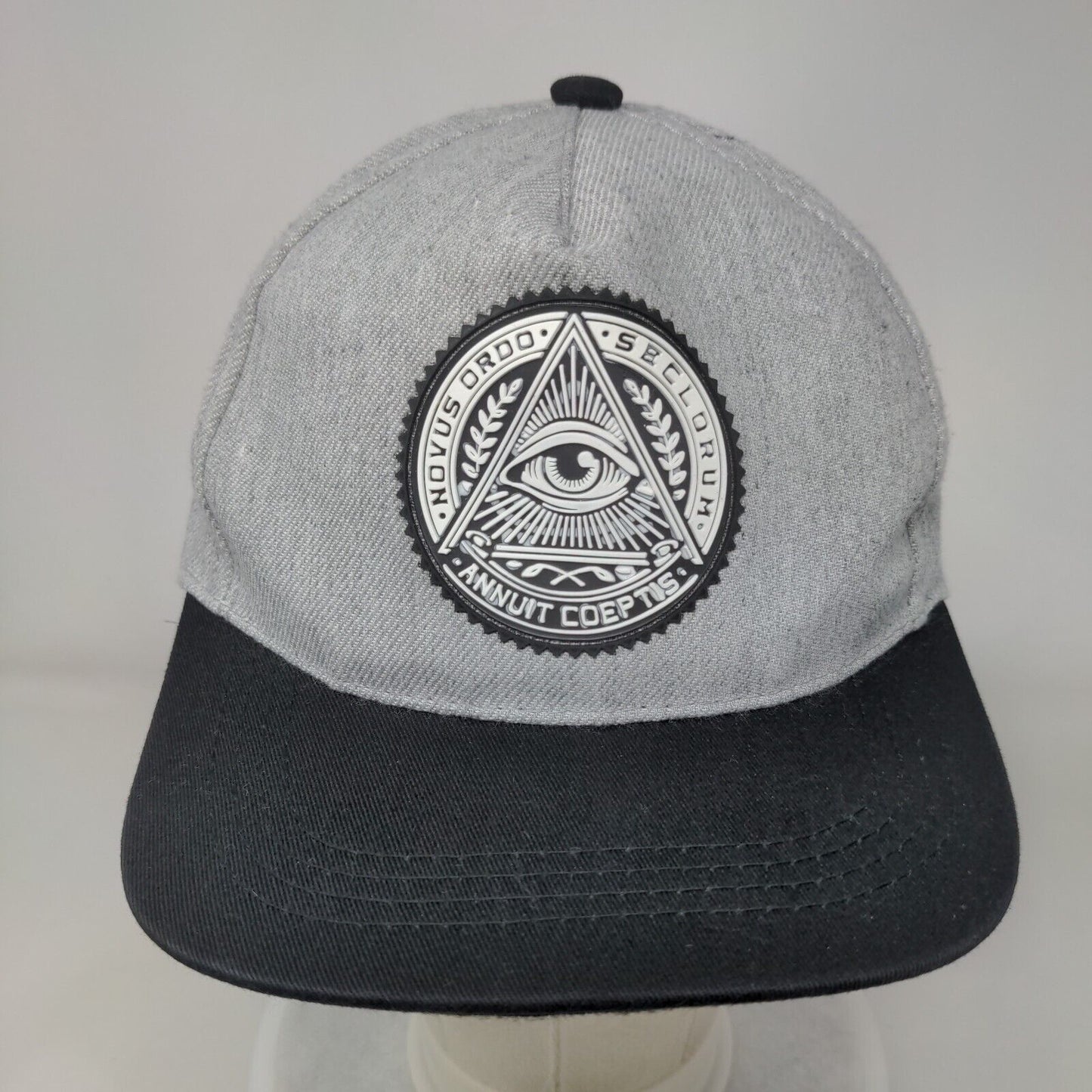 Novus Ordo Seclorum Annuit Coeptis Illuminati Strapback Hat Gray OS Adjustable