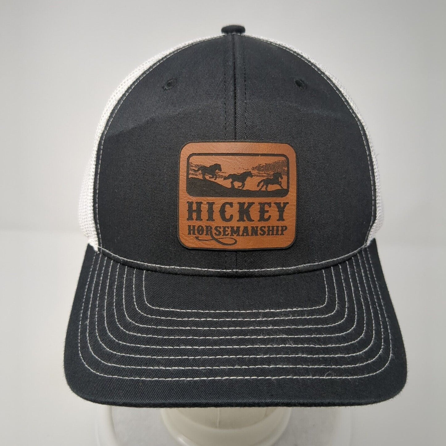 Hickey Horsemanship Snapback Trucker Hat Black One Size Mesh Back