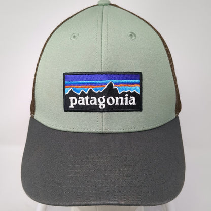 Patagonia Trucker Hat Green Gray One Size Mesh Snapback Fitz Roy Patch Cotton