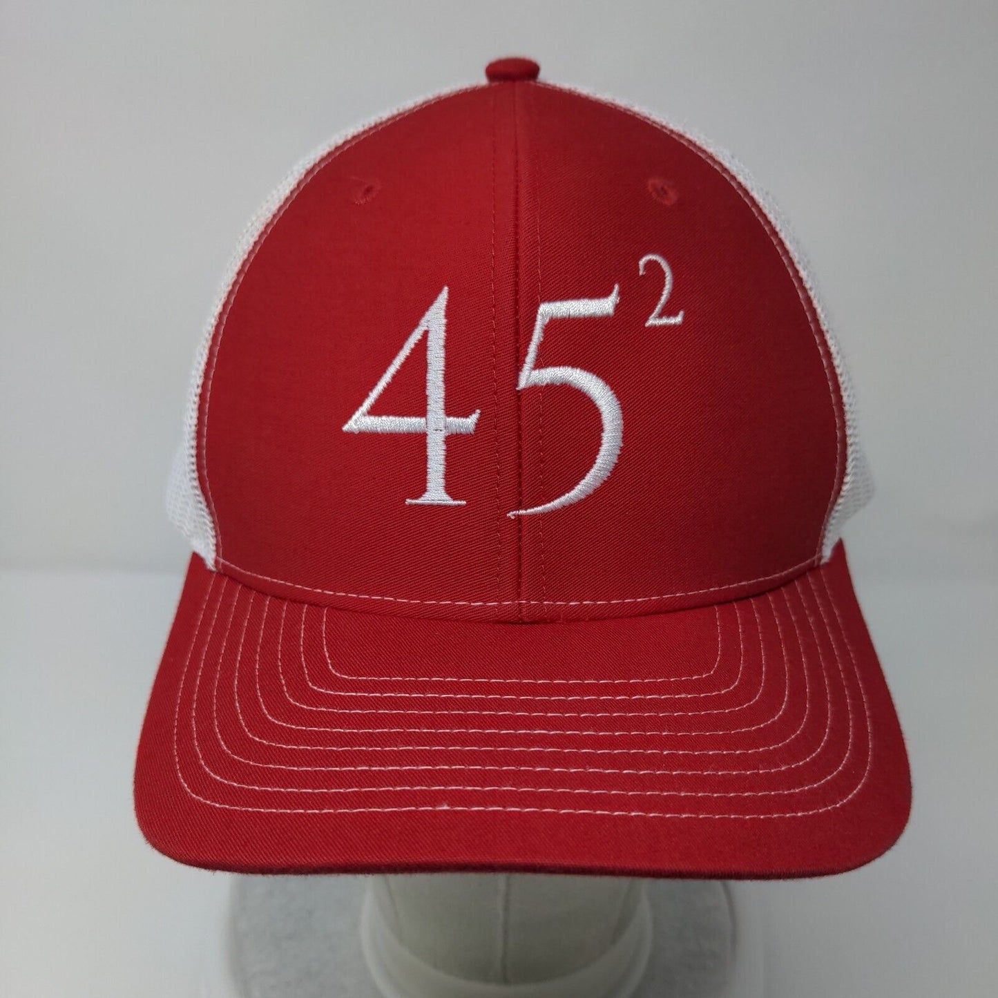 45 Squared Snapback Mesh Back Trucker Hat Red One Size Richardson