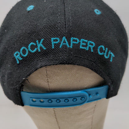 New League Men's Snapback Hat Black Blue Size OSFA Embroidered Rock Paper Cut