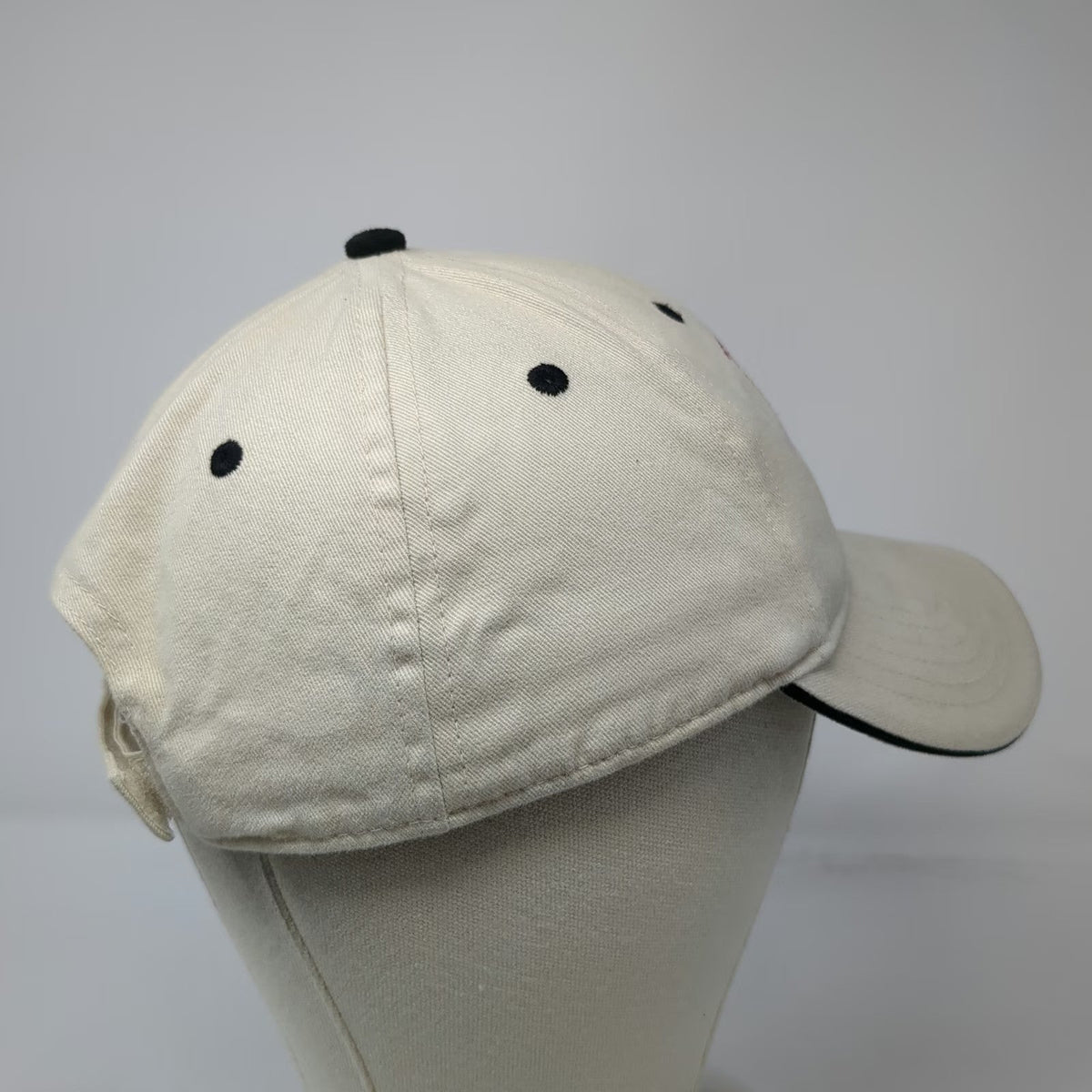 Ivory Baseball Cap Beige One Size Moon Leaf Embroidery Cotton Strapback Hat