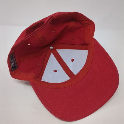 Outdoor Cap Strapback Hat Red One Size Solid Adjustable 6 Panel Logo