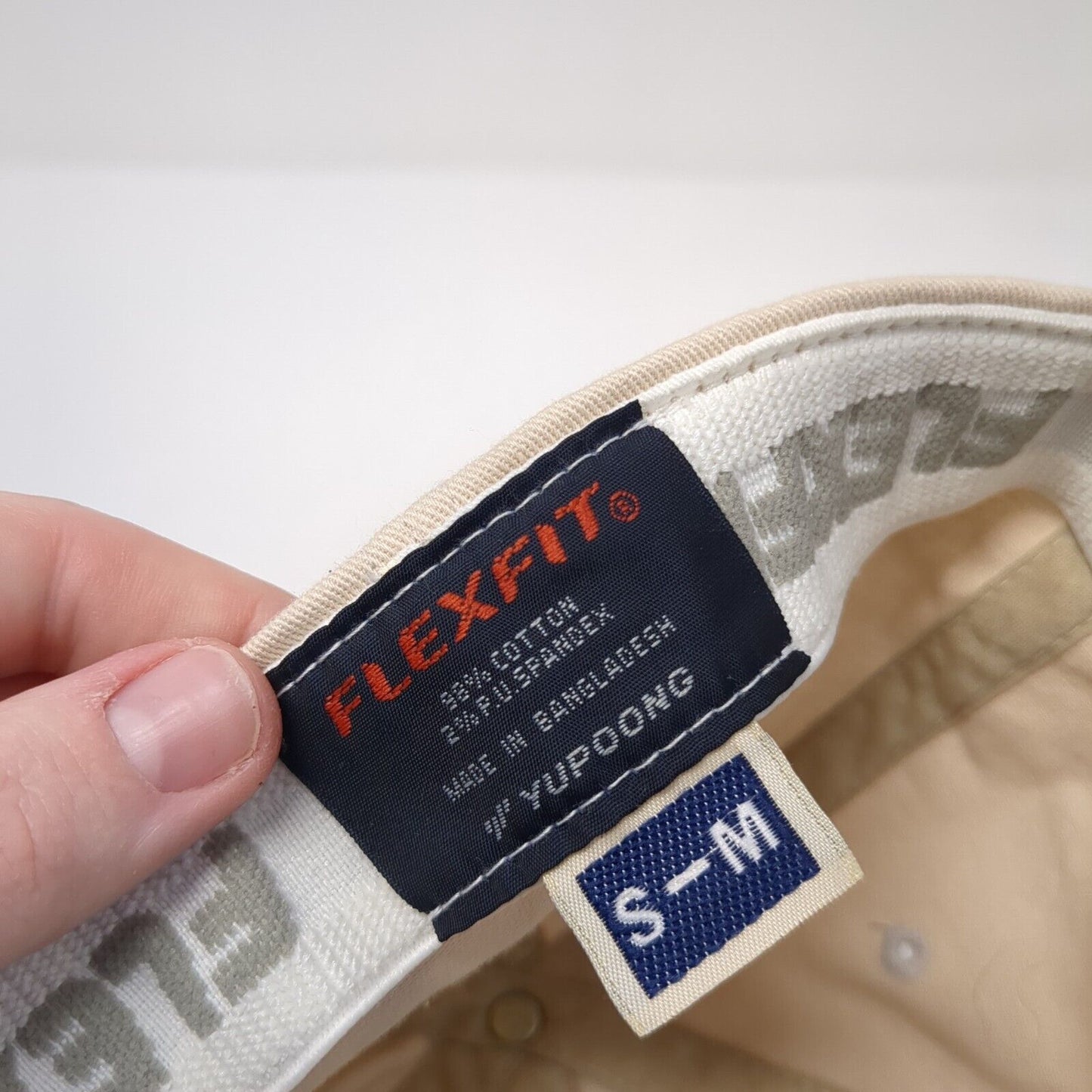 Monogram Fitted Hat Tan S-M Embroidered Flexfit Yupoong Vent Holes