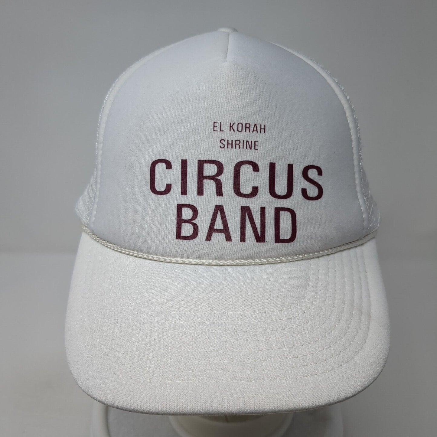 El Korah Shrine Circus Band Snapback Trucker Hat White OS Mesh Back Rope Otto