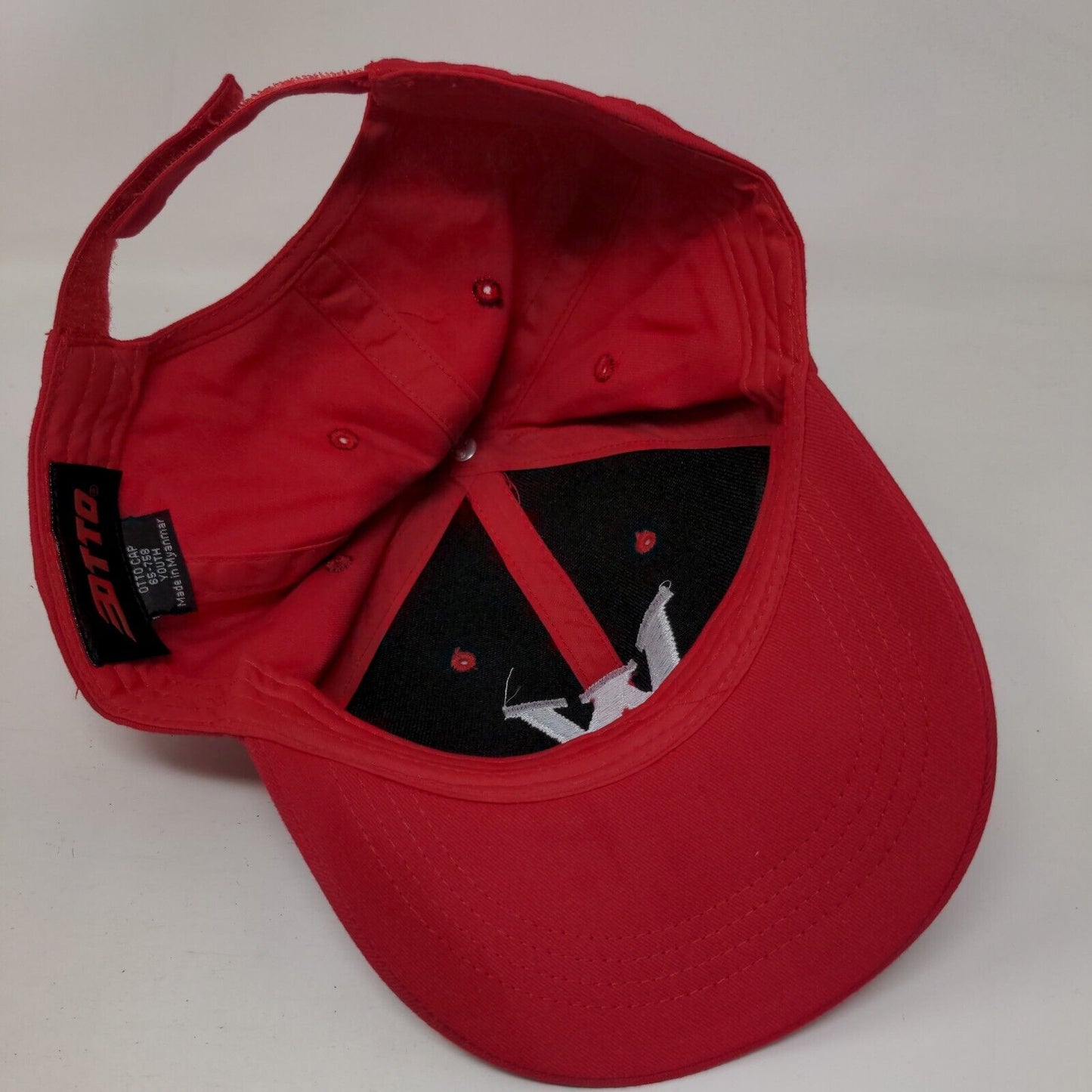 Letter W Youth Strapback Hat Red OS Adjustable Embroidered Vented Holes Otto