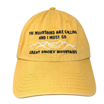 Great Smoky Mountains Strapback Hat Tanish-Yellow OSFM Embroidered Otto