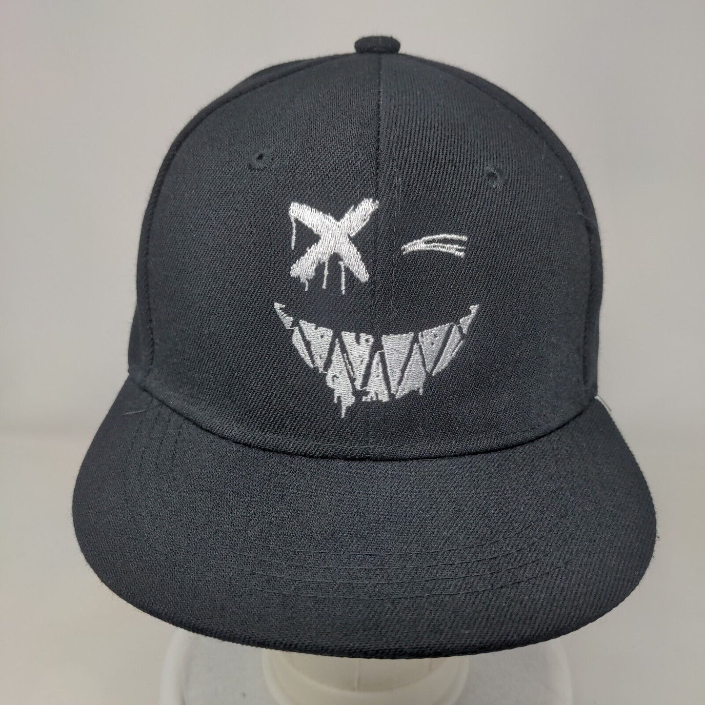 Halloween Smiley Face Snapback Hat Black One Size Adjustable Embroidered