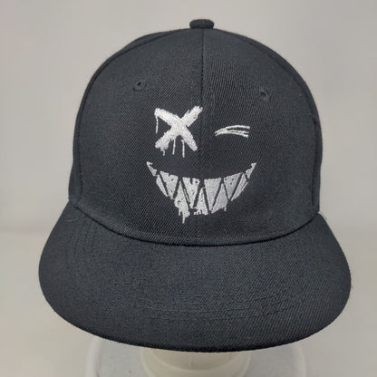 Halloween Smiley Face Snapback Hat Black One Size Adjustable Embroidered