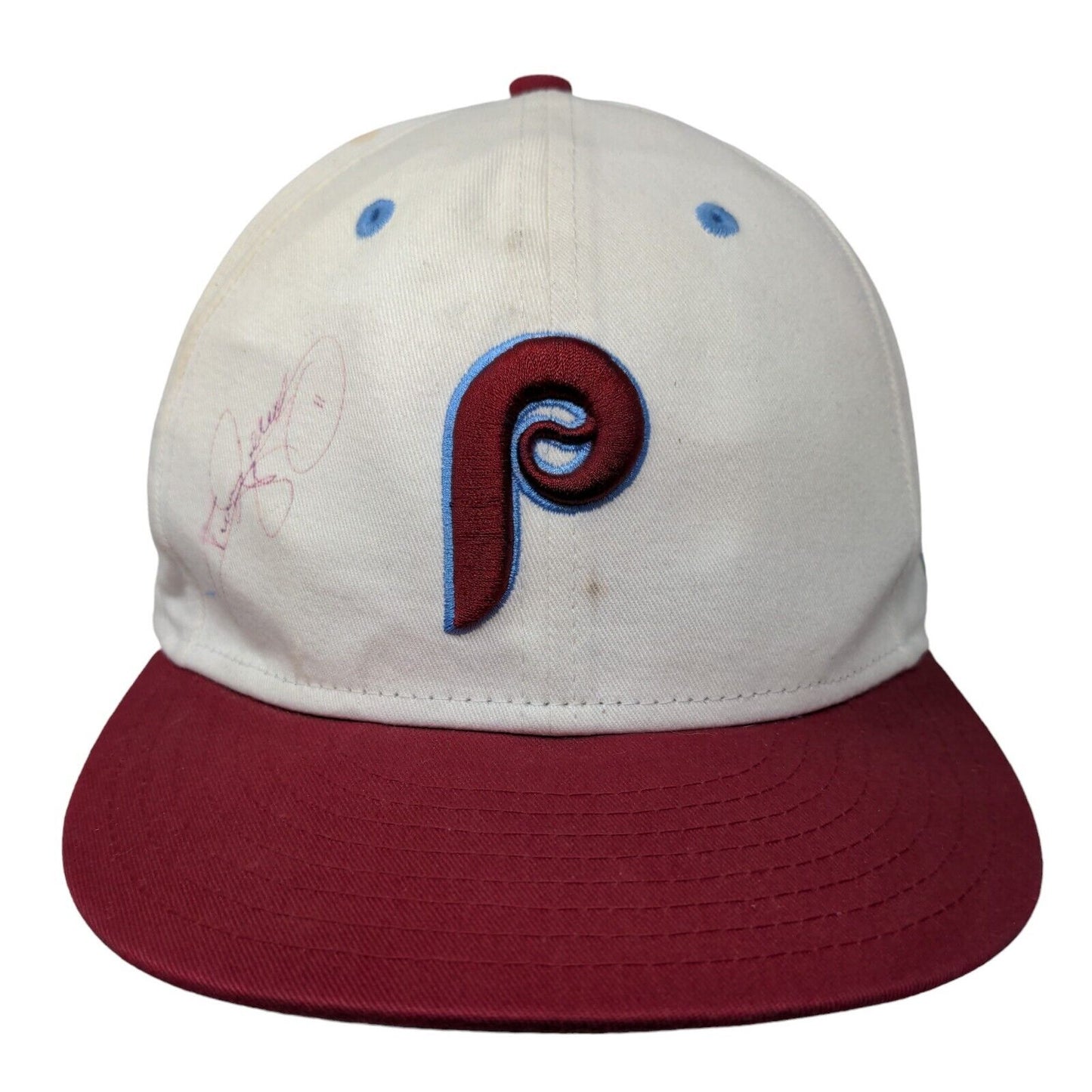 New Era Men's Snapback Hat White OSFM Embroidered Philadelphia Phillies Signed